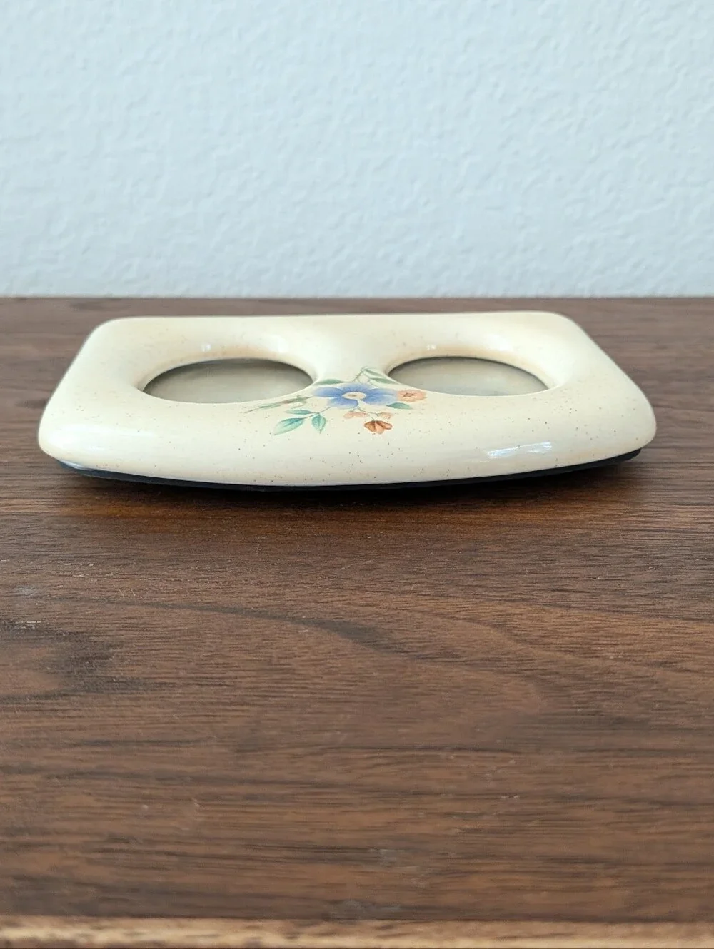 VTG Ceramic Double Oval Small Floral Picture Frame Cottagecore Sabby Chic 5